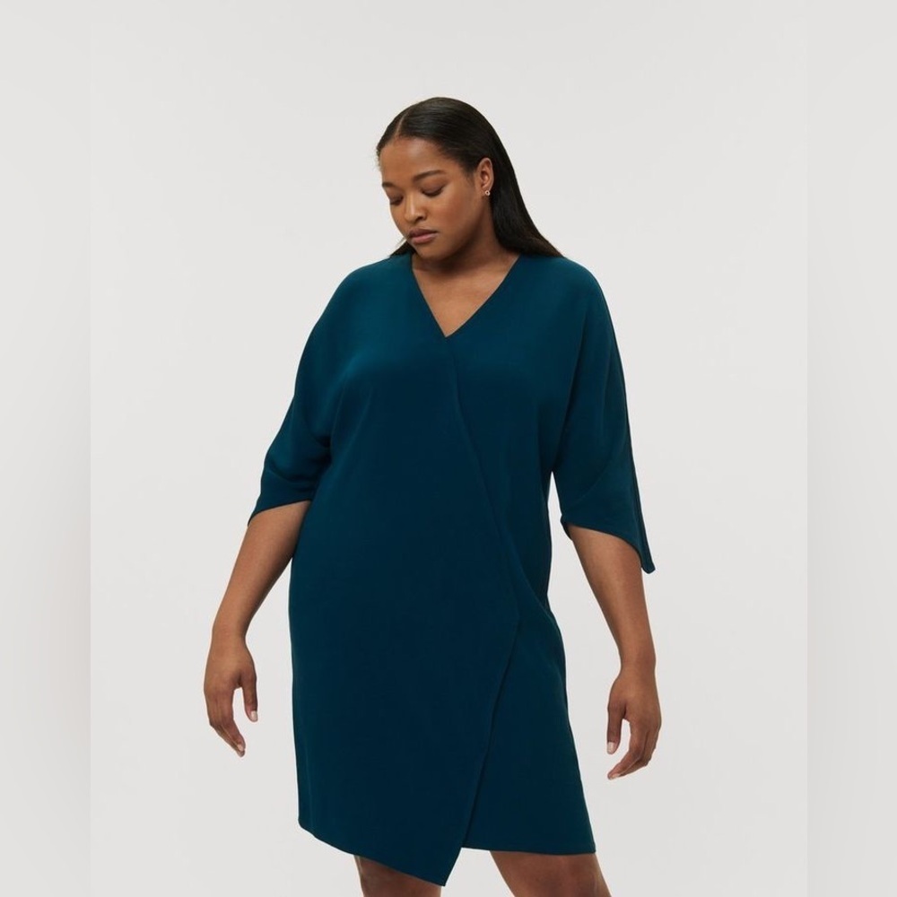 Universal Standard Midi Dress Katy Faux Wrap Staple Minimalist Lagenlook Sz M